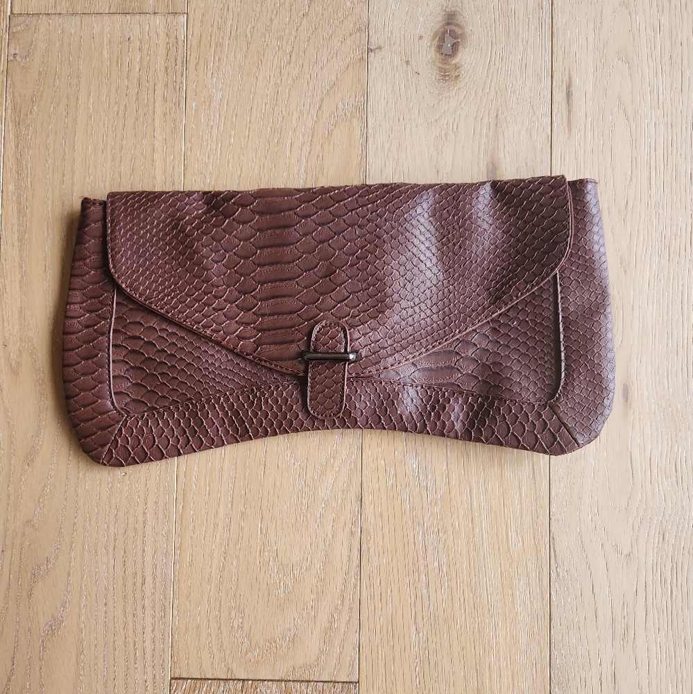 JACOB | NWOT Brown faux snakeskin handbag